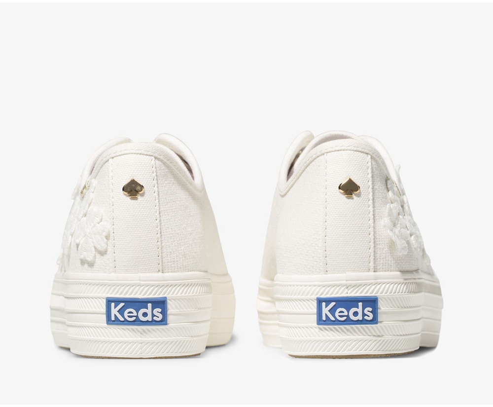 Keds Womens Sneakers White - Kate Spade new york Triple Kick Woven Flowers - 489DANVMB